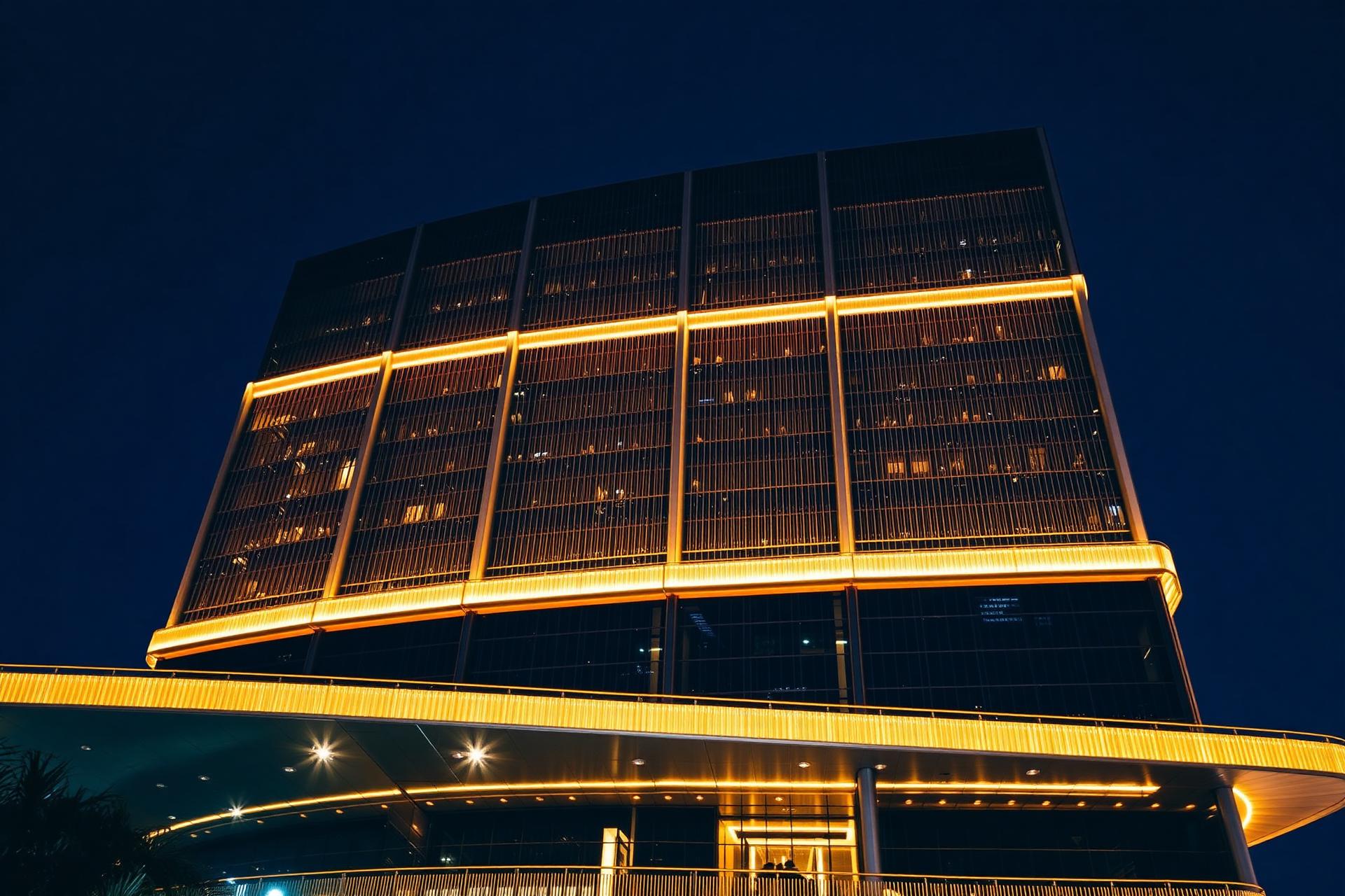 Edifício moderno iluminado